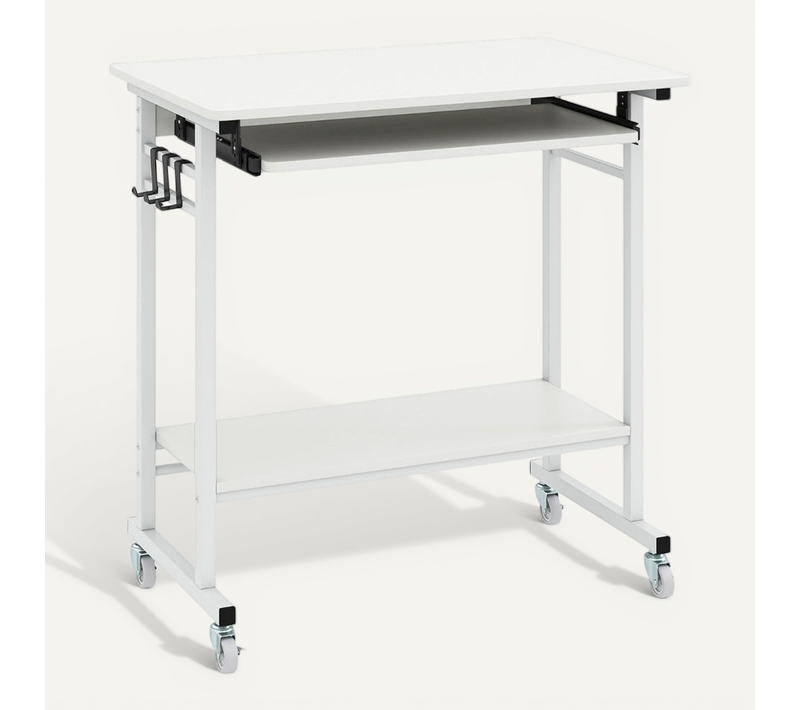 Bureau D'appoint Compact 35 X 30 X 80 Cm Avec Tiroir Design Moderne En Bois D'acacia