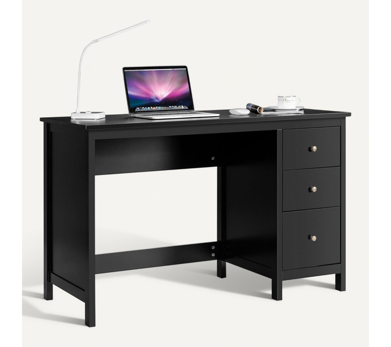 Bureau Informatique 120 X 50 X 75 Cm Spacieux Avec 3 Tiroirs Style Moderne Finition N