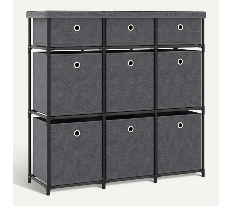 Meuble De Rangement à 9 Tiroirs Fonctionnelle 87 X 29 X 84 Cm Style Moderne Et élégant En Métal Noir