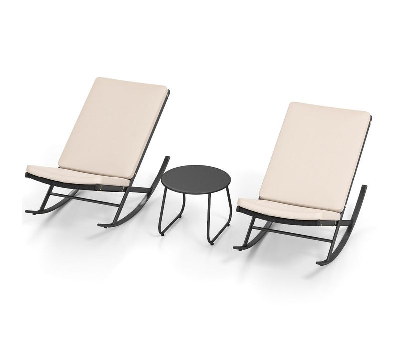 Lot De 3 Ensemble Bistrot à Bascule 110 X 55 X 77 Cm Confortable Et Apaisant Moderne