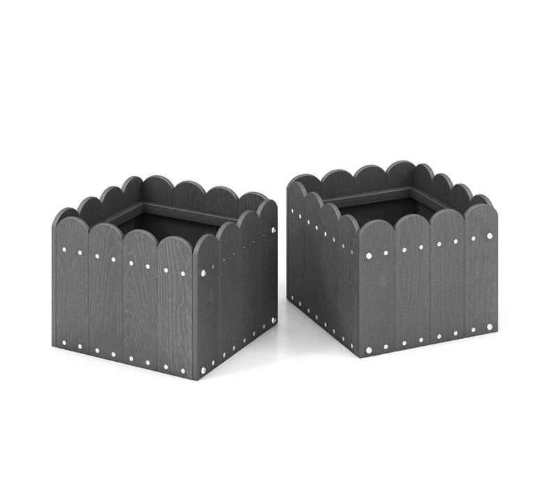 Lot De 2 Jardinières Carrées En Extérieur 32 X 30 X 25 Cm Avec Drainage Efficace Styl
