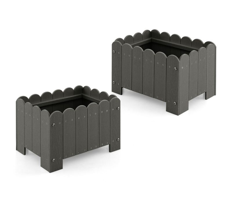 Lot De 2 Jardinières Rectangulaires 45 X 32 X 30 Cm Système De Drainage Efficace Styl