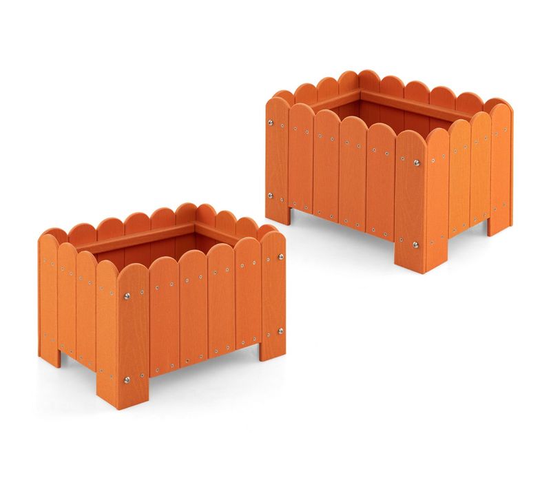 Lot De 2 Jardinières Rectangulaires 45 X 32 X 30 Cm Surélevées Avec Drainage Rustique