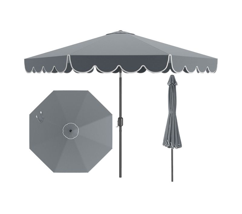 Parasol De Patio 300 X 251 Cm Avec Inclinaison Réglable Et Manivelle Design Élégant