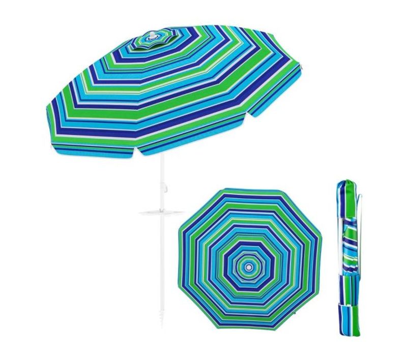 Parasol De Plage Inclinable 220 X 220 Cm Protection Solaire Upf50 Design Portable