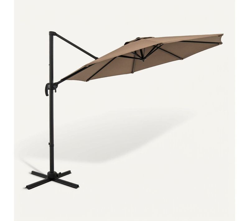 Parasol Rond Cantilever 308 X 248 Cm 5 Inclinaisons Réglables Rotation à 360° Style