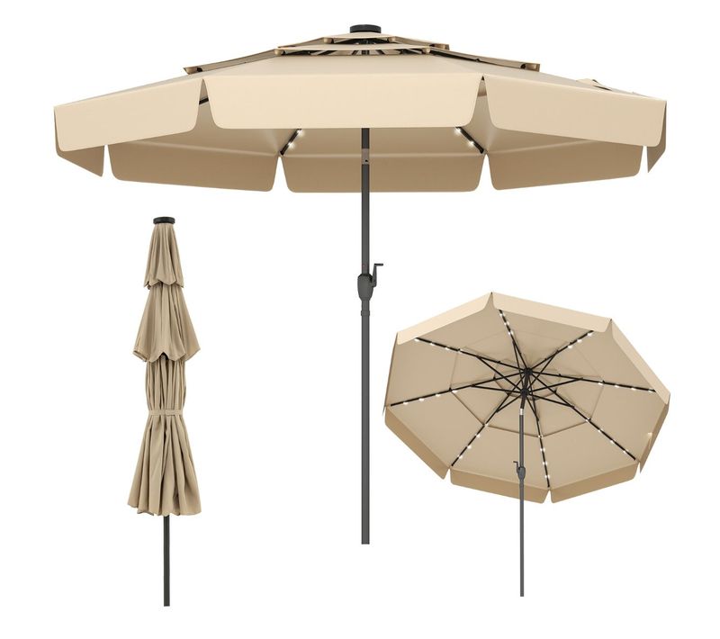 Parasol De Terrasse Solaire Avec Inclinaison Automatique 300 X 248 Cm 32 Lumières LED