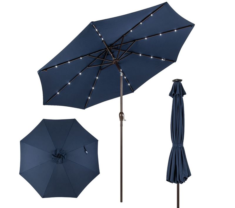 Parasol Inclinable 300 Cm Avec 24 Lumières LED Pour Jardin Et Terrasse Ambiance Cosy