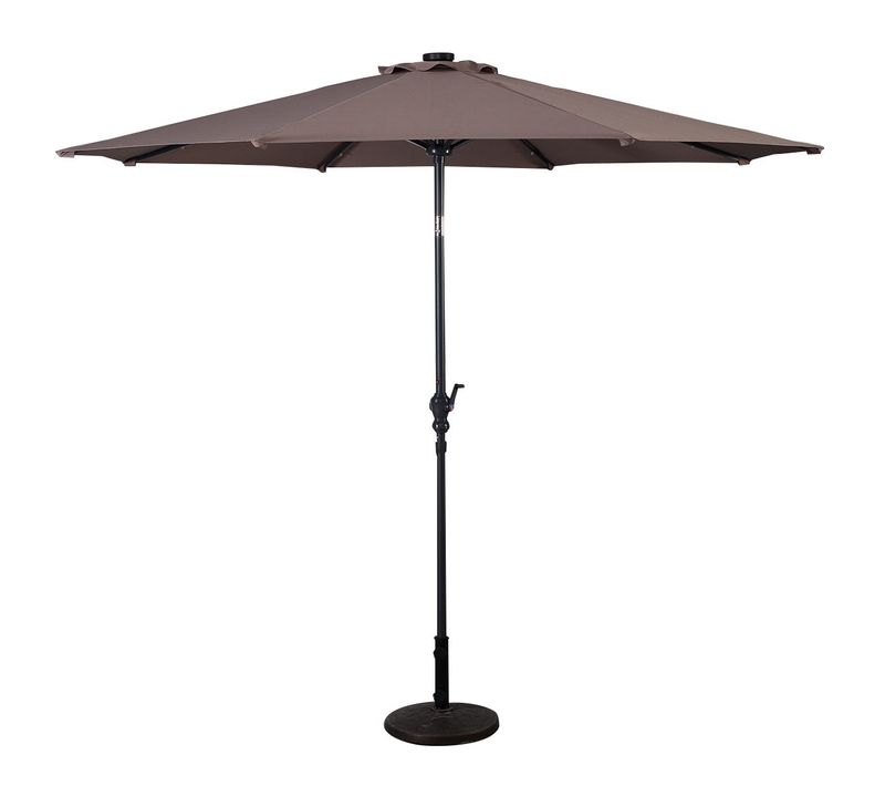 Parasol Inclinable 300 Cm Avec 24 Lumières LED Réglable Pour Jardin Et Terrasse