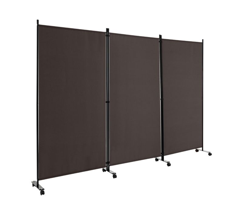 Paravent à Roulettes 3 Panneaux Pliable 262 X 180 Cm Séparation Privée Déplaçable