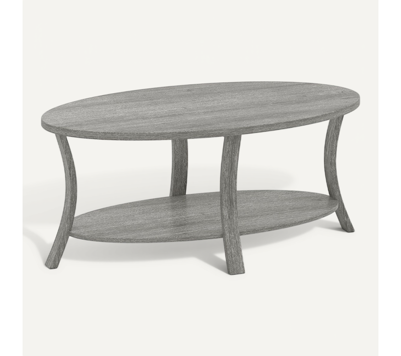 Table Basse Ovale 111 X 60,5 X 47 Cm Avec Rangement Pratique Et Ambiance Rustique