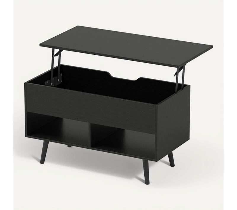 Table Basse Relevable 80 X 40 X 58 Cm 2 Rangements Fonctionnels Style Moderne