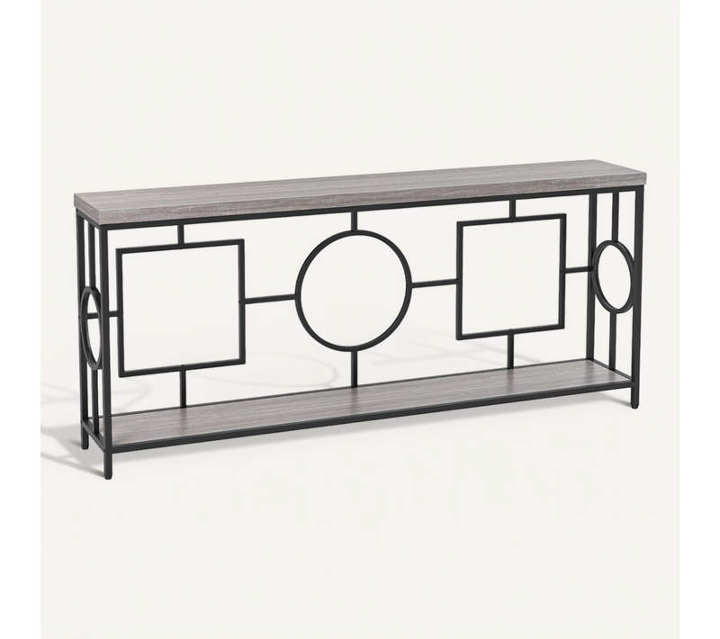 Table Console Rectangulaire 180 X 30 X 80 Cm Avec Étagères De Rangement Et Design