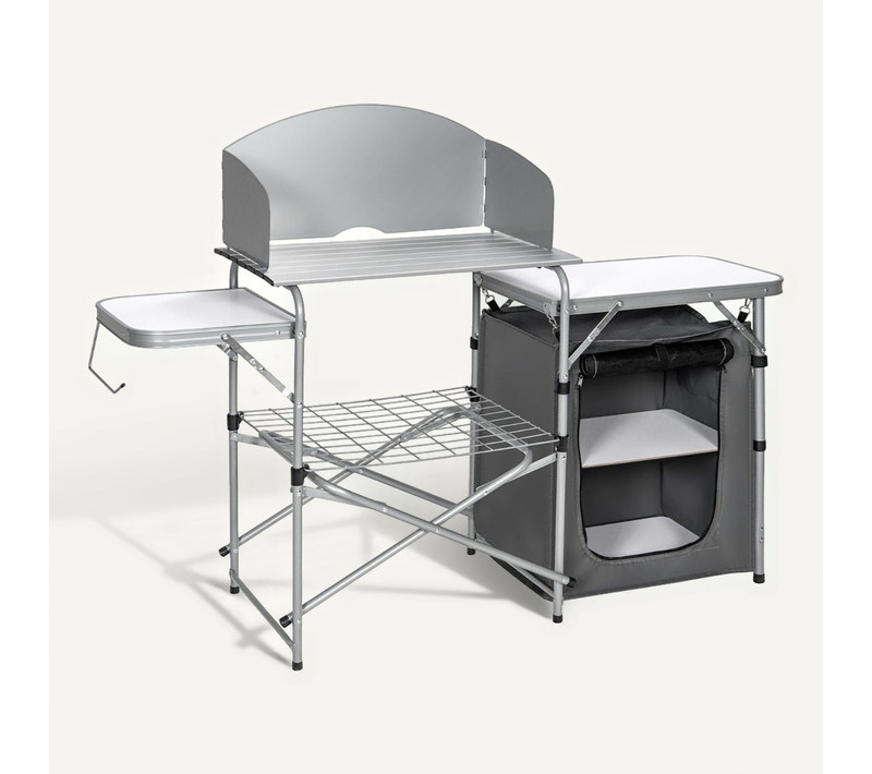 Table De Camping Pliable Avec Rangement 146 X 45,5 X 112 Cm Stockage Pratique Design