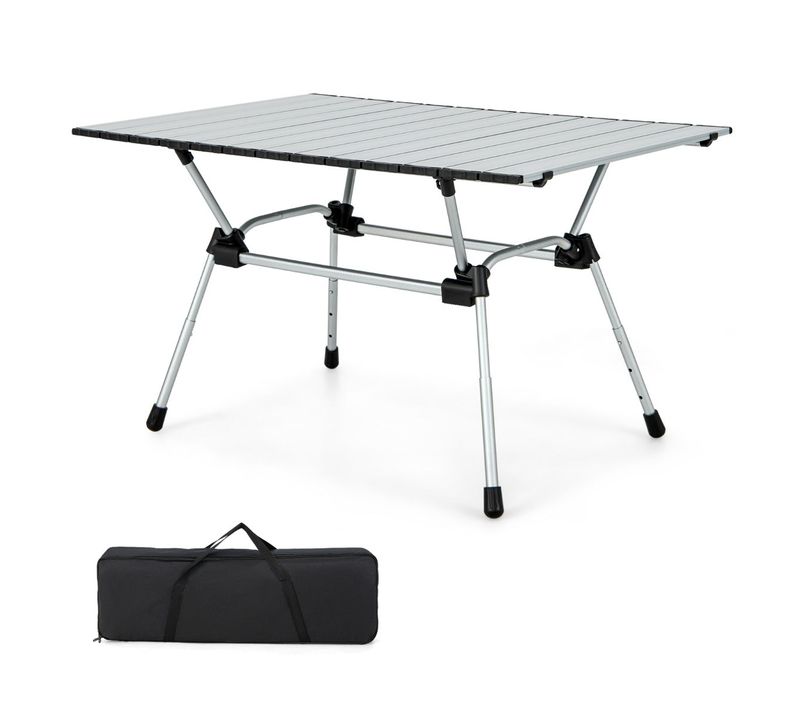 Table De Camping Pliante Pour 4-6 Personnes 90 X 60,5 Cm Légère Réglable 4 Niveaux De