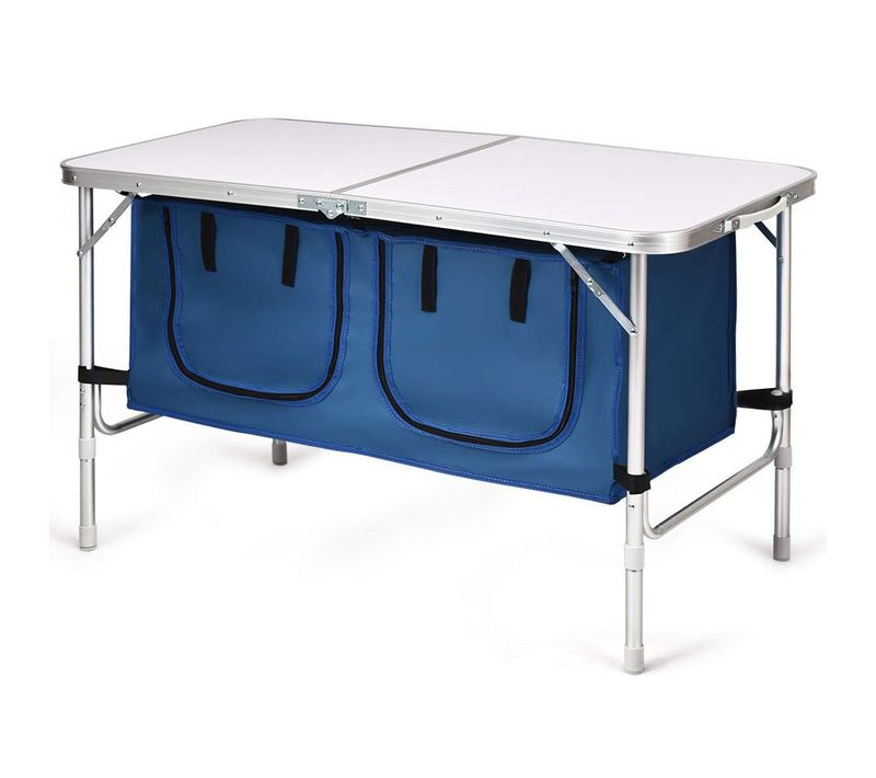 Table De Camping Pliable 120 X 60 X 54/71 Cm 2 Hauteurs Réglables Design Multifonctio