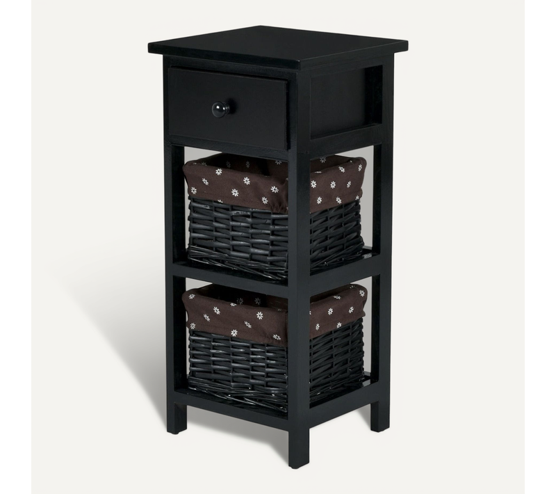 Table De Nuit Avec Tiroir Et 2 Paniers Amovibles 28 X 26 X 60 Cm Design Moderne