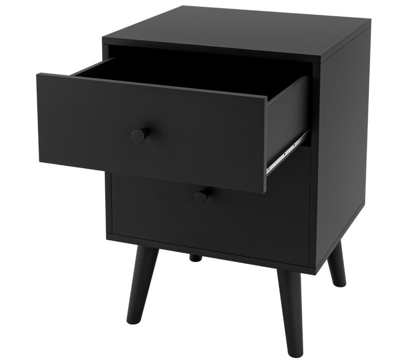 Table De Chevet 45 X 40 X 62 Cm Pratique Avec 2 Tiroirs Et Sangle Anti-basculement