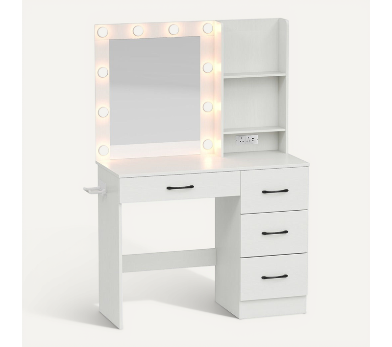 Table De Maquillage 94 X 40 X 138,5 Cm Avec Miroir LED 3 Couleurs Et Station De Charge