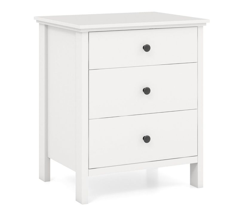 Table De Nuit Lot De 1 Meuble Multifonction 56 X 45 X 66 Cm Avec 3 Tiroirs Élégante