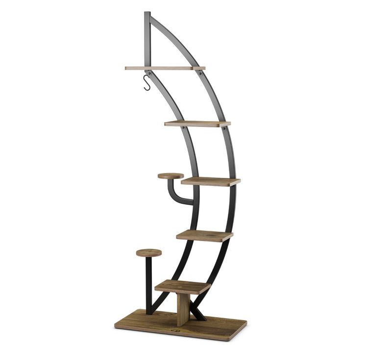 étagère à Fleurs En Métal à 7 Niveaux 60 X 30 X 155 Cm Support Robuste Anti-basculeme