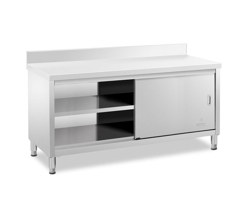 Meuble Bas En Acier Inoxydable Plan De Travail Cuisine Armoire Avec Portes Coulissant