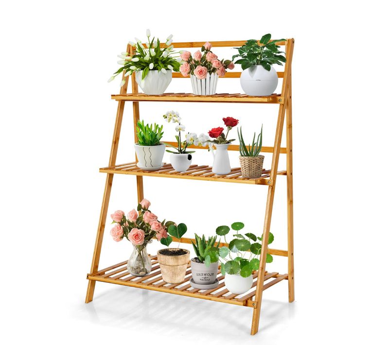 Support De Plantes Pliant à 3 Niveaux 70 X 38 X 95,5 Cm Grande Capacité De Stockage