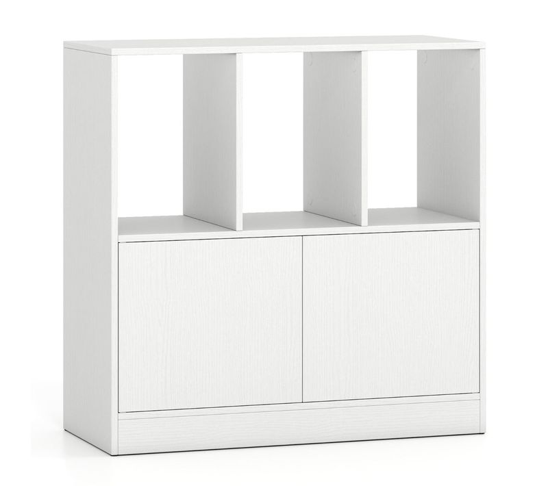 Bibliothèque 3 Niveaux Avec Placard Rangement et étagère D'exposition Moderne En Bois