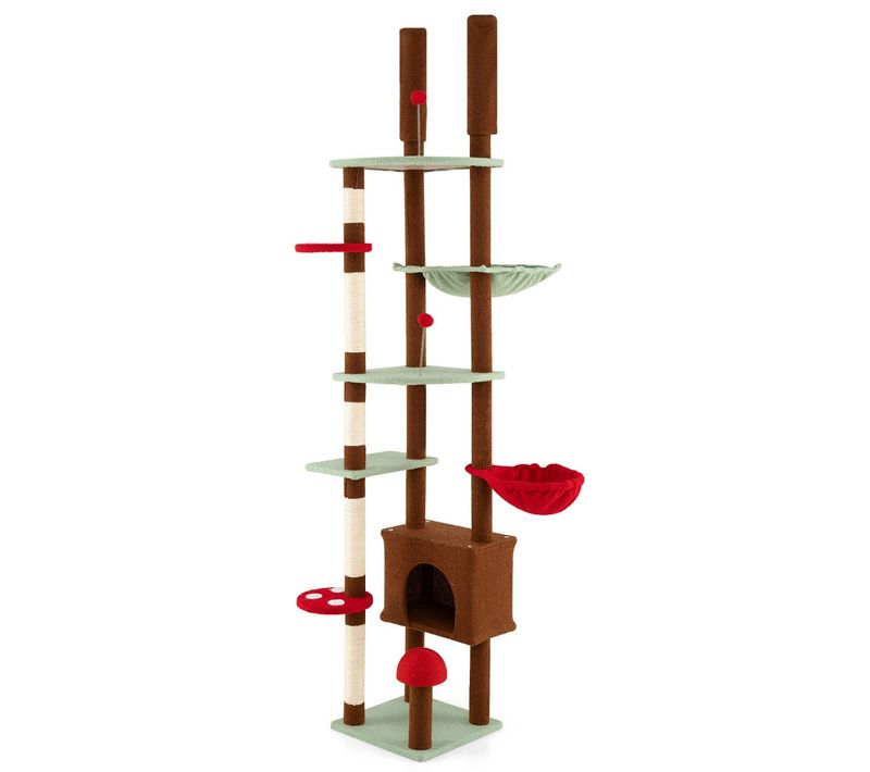 Arbre à Chat Réglable En Hauteur 207-277 Cm Avec Condo Douillet Et Hamac Moelleux