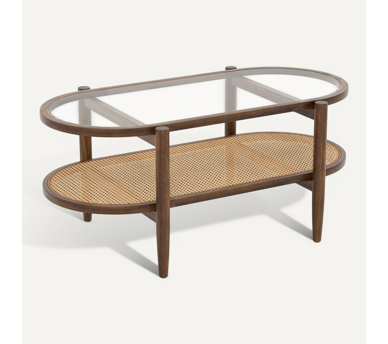 Table Basse Ovale 102 X 56 X 47 Cm Avec Rangement Pratique 2 Niveaux Design Contemporain