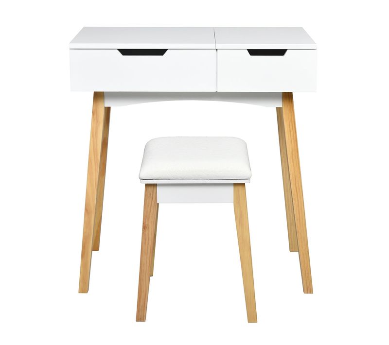 Coiffeuse Table De Maquillage Avec Miroir Rabattable 74 X 40 X 115 Cm Rangement