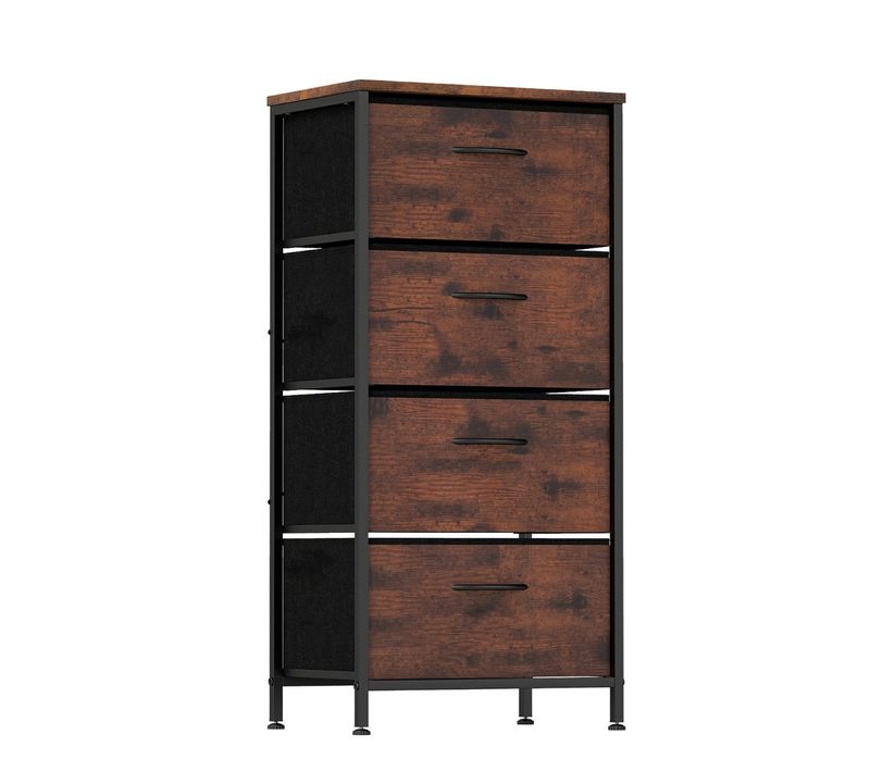 Commode à 4 Tiroirs Lot De 1 45 X 30 X 95 Cm Rangement Élégant Sécurité Renforcée