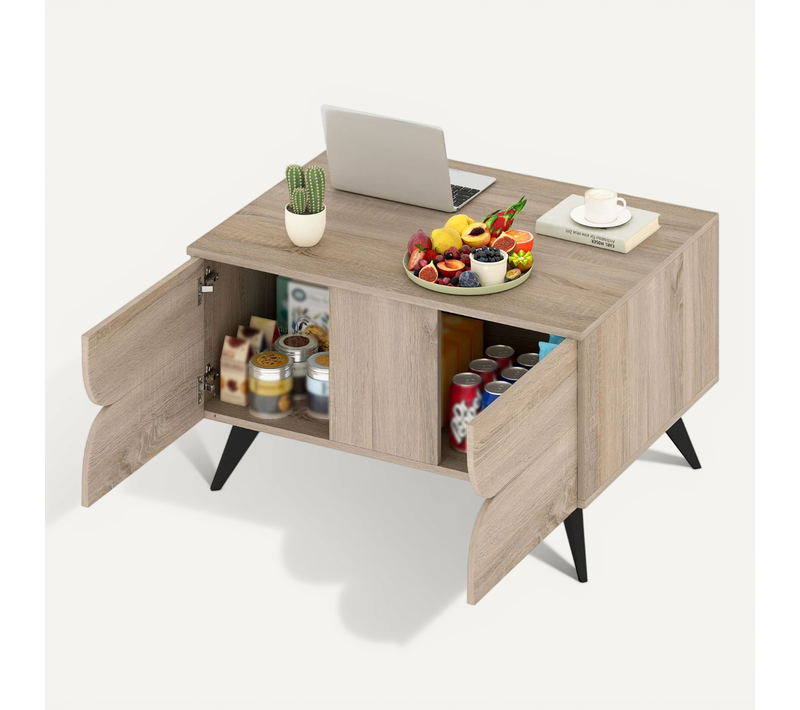 Table Basse Moderne Avec Rangement 80 X 60 X 46 Cm Pour Salon Et Bureau Style Chic