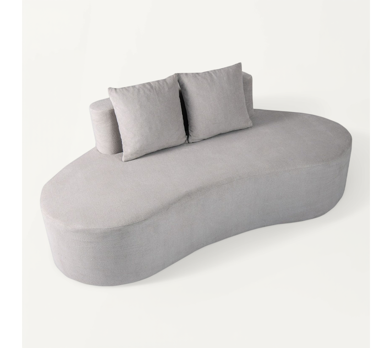 Canapé Courbé 199 X 97 X 68 Cm Assise Ergonomique Dossier Bas Et 2 Coussins Confortable