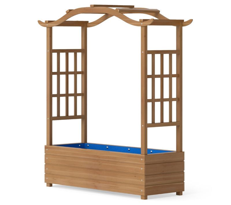 Bac De Jardin Jardinière En Bois Massif 110 X 40 X 124 Cm Toit Suspendu Avec Treillis