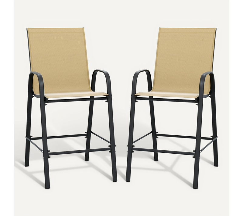 Lot De 2 Tabourets De Bar Extérieurs En Tissu 62 X 76 X 130 Cm Avec Dossier Haut