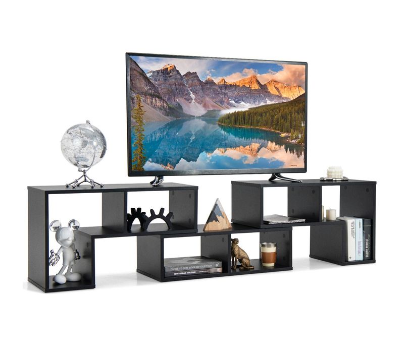 Meuble TV 3 Pièces 134-180 X 30 X 43 Cm Pour Télévision Jusqu'à 165 Cm Avec 6 Compart
