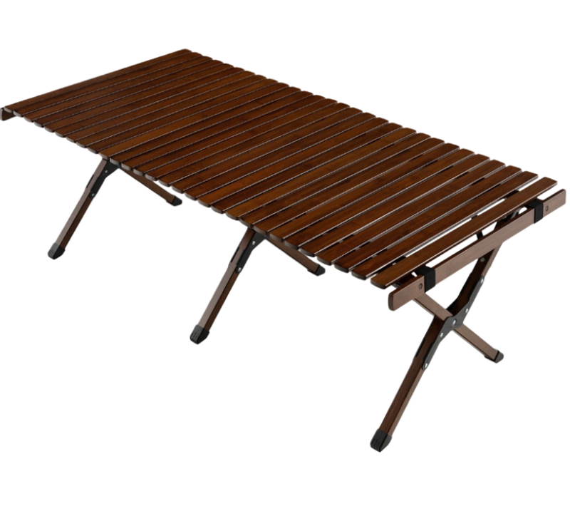 Table De Camping Pliante En Bambou 122 X 60 X 43,5 Cm Facile à Transporter Finition