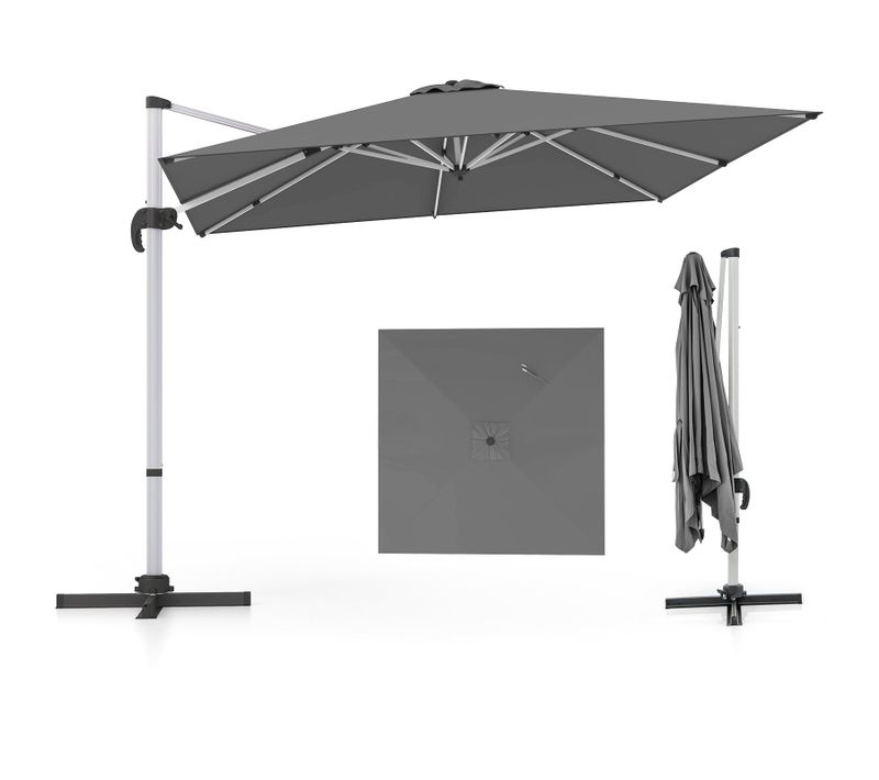 Parasol Déporté Carré 300 X 300 Cm Rotation 360° Inclinaison Réglable