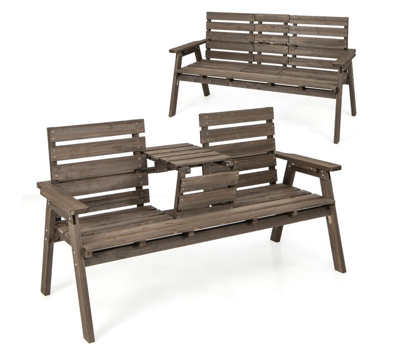 Banc D'extérieur Avec Table Centrale Pliable 160 X 64 X 86 Cm Confort Pour 3 Personne