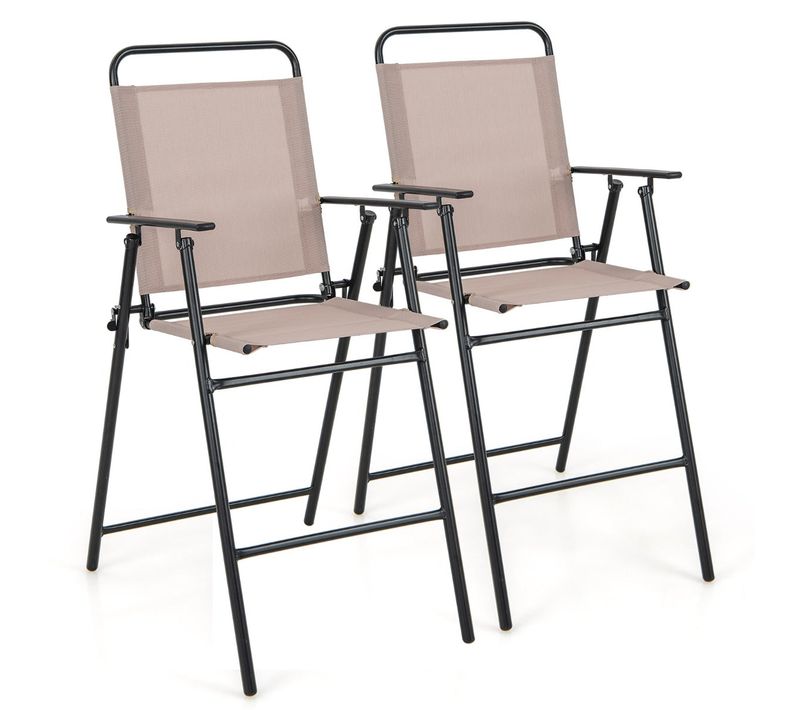 Lot De 2 Chaises De Bar Pliantes 53 X 69 X 112 Cm Confort Ergonomique Moderne