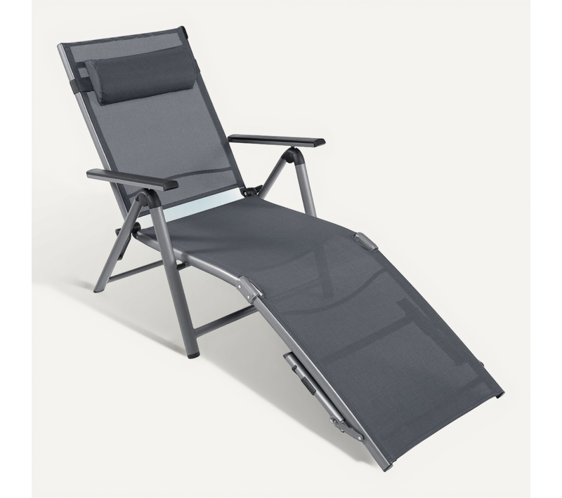 Chaise Longue D'extérieur Pliable 180 X 67 X 69,5 Cm 8 Positions Réglables Design