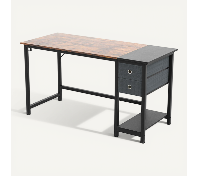 Bureau 140 X 60 X 75 Cm Poste De Travail Moderne Avec 2 Tiroirs Pratique Et Durable