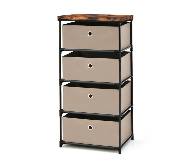 Commode 4 Tiroirs Pliables Pour Rangement 42 X 33,5 X 84,5 Cm Idéal Chambre Salon