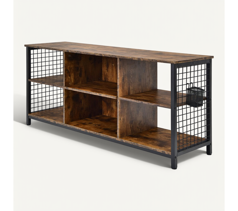 Meuble TV Jusqu'à 65 Pouces 140 X 40 X 63 Cm Rangement Pratique Design Industriel En