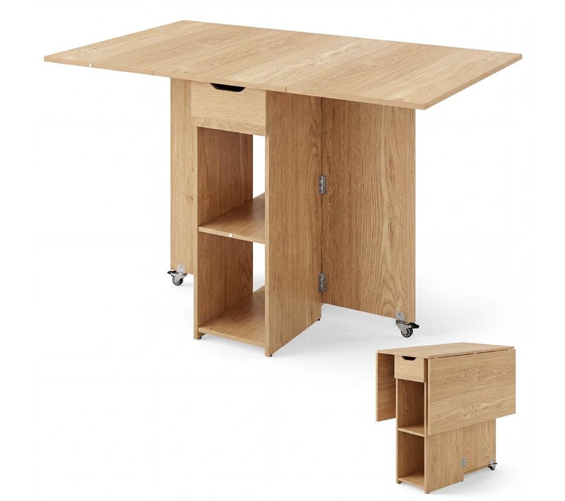 Table Pliante Extensible 120 X 72 X 75 Cm Avec Rangement Pratique Pour Bureau