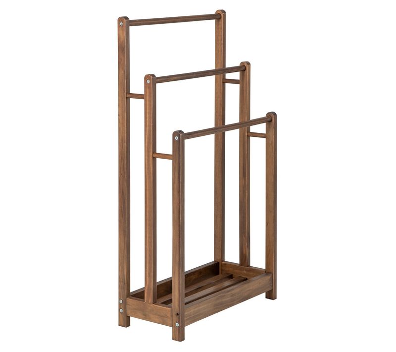 Porte-serviettes Sur Pied 45,5 X 22 X 86 Cm Avec 3 Barres Et Tablette De Rangement Am