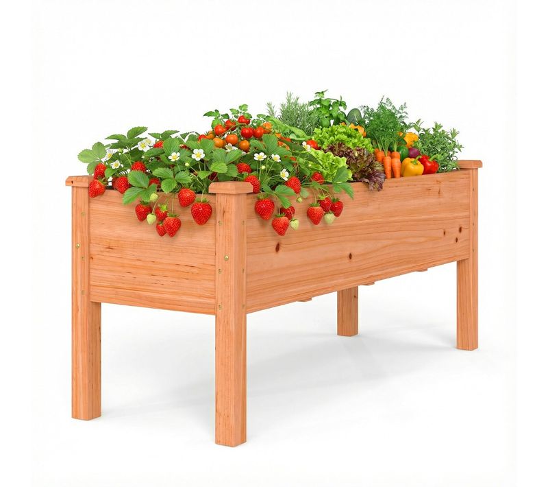 Jardinière Surélevée Carrée 120 X 43,5 X 51 Cm Pratique Et Confortable Pour Terrasse