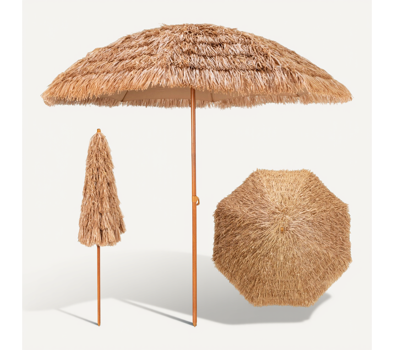 Parasol De Plage 243 X 243 X 222 Cm Protection Solaire Double Style Tropical Ambiance