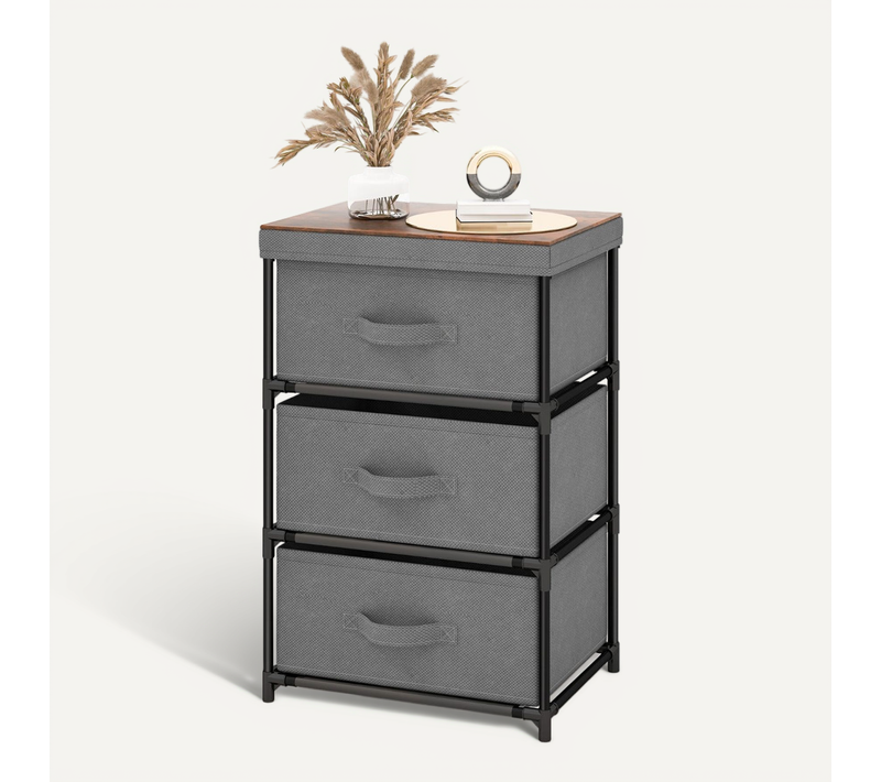 Meuble De Rangement 3 Tiroirs De Rangement 40 X 30 X 62 Cm Finition Rustique Multifonctionnelle